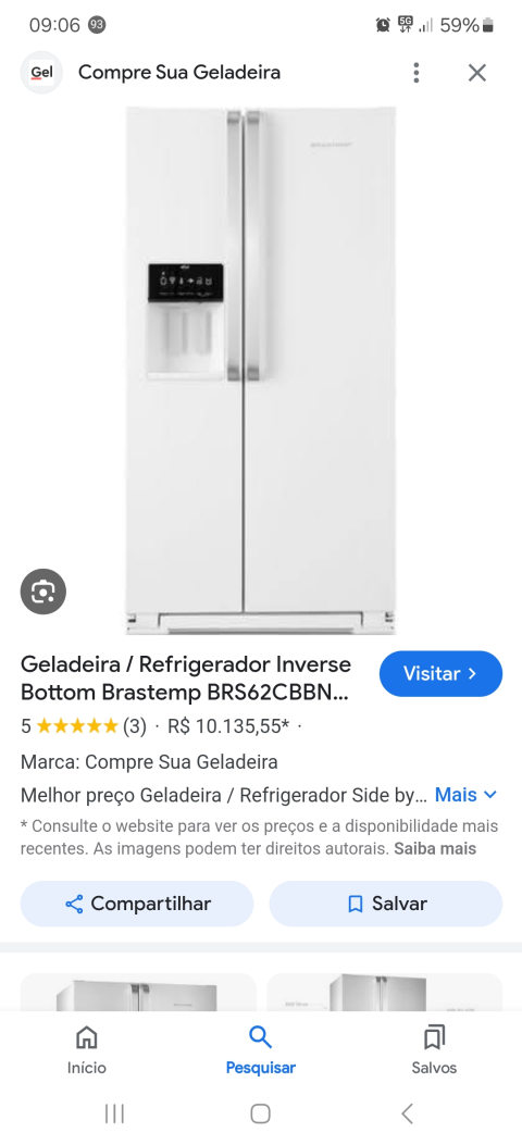 Geladeira Brastemp Frost Free Side by Side 560 litros Branco